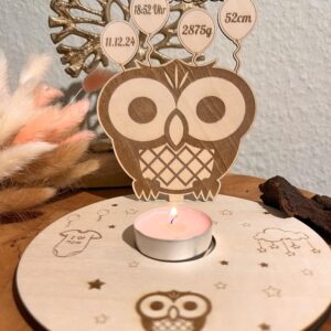 VIELE MOTIVE Personalisierter Kerzen Teller zur Geburt