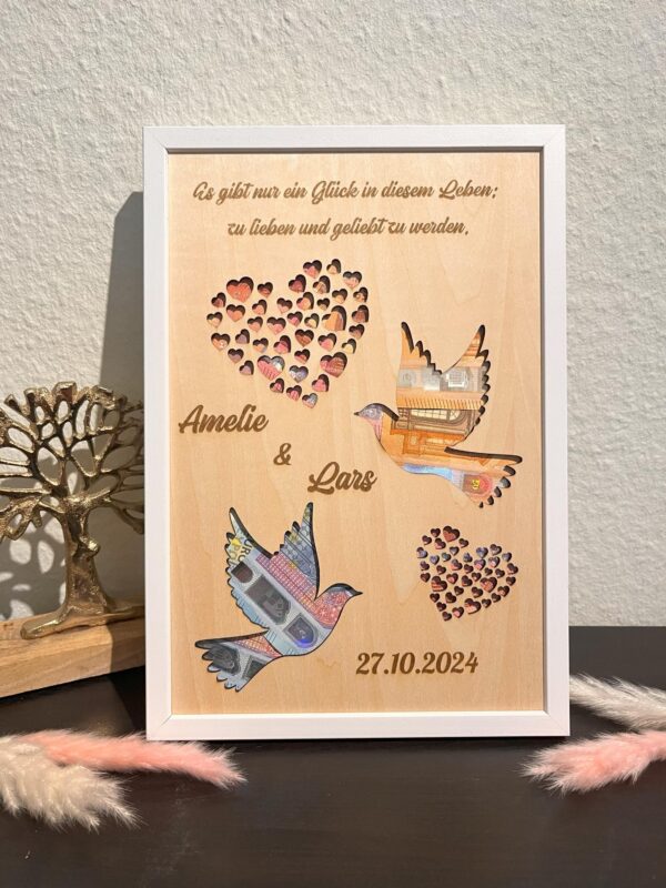 Personalisertes Geldgeschenk Bilderrahmen Hochzeit 20x30cm