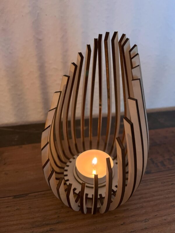 Teelichthalter aus Holz Dekoration - edles Design, 10x17cm – Bild 5