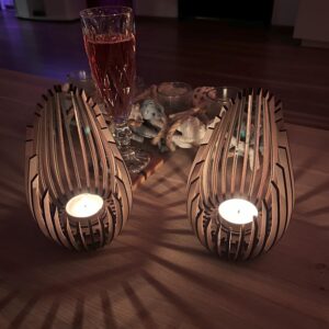 Teelichthalter aus Holz Dekoration - edles Design, 10x17cm