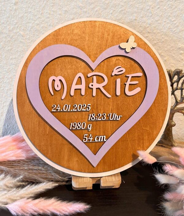 Personalisierte Kinderzimmer Wanduhr mit Herzmotiv 27x2,5cm – Bild 8