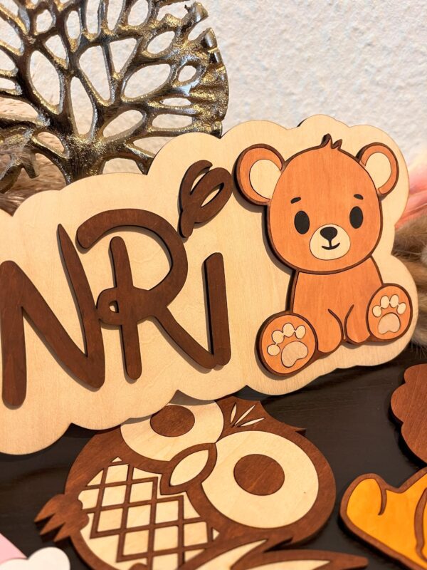 Personalisiertes Namensschild aus Holz | Türschild mit Wunschname & Motiv – Bild 4