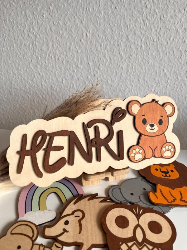 Personalisiertes Namensschild aus Holz | Türschild mit Wunschname & Motiv – Bild 5