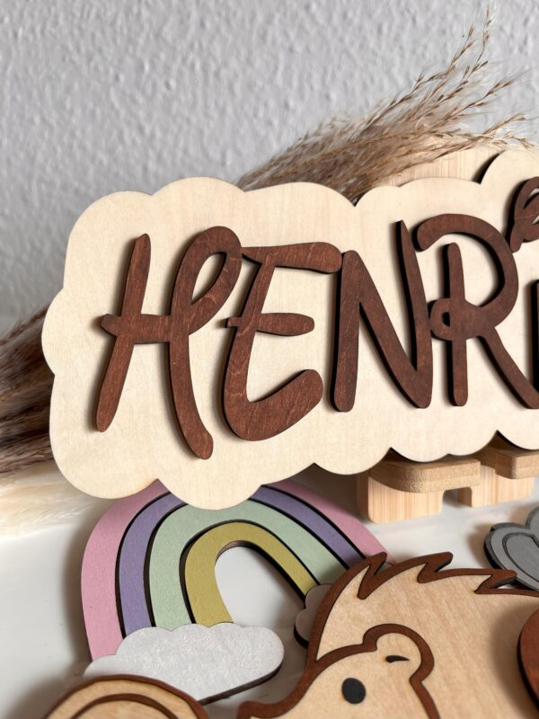 Personalisiertes Namensschild aus Holz | Türschild mit Wunschname & Motiv – Bild 6