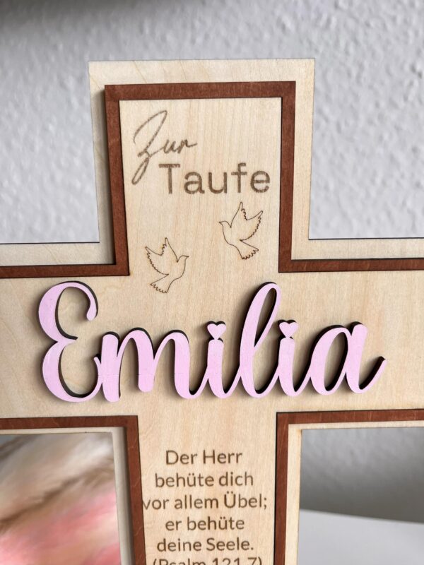 TAUFKREUZ personalisiert, handgefertigt 18x24x1cm inkl. Ständer – Bild 2