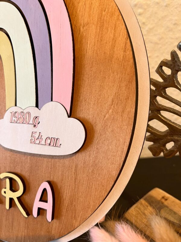 Personalisierter Geburtenteller mit Regenbogenmotiv 26x1cm – Bild 7