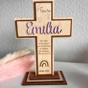 TAUFKREUZ personalisiert, handgefertigt 18x24x1cm inkl. Ständer
