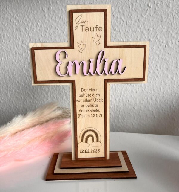 TAUFKREUZ personalisiert, handgefertigt 18x24x1cm inkl. Ständer