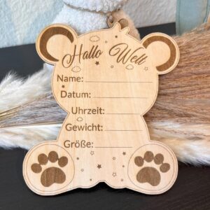 HALLO WELT TEDDY Willkommensschild - versch. Größen und Motive