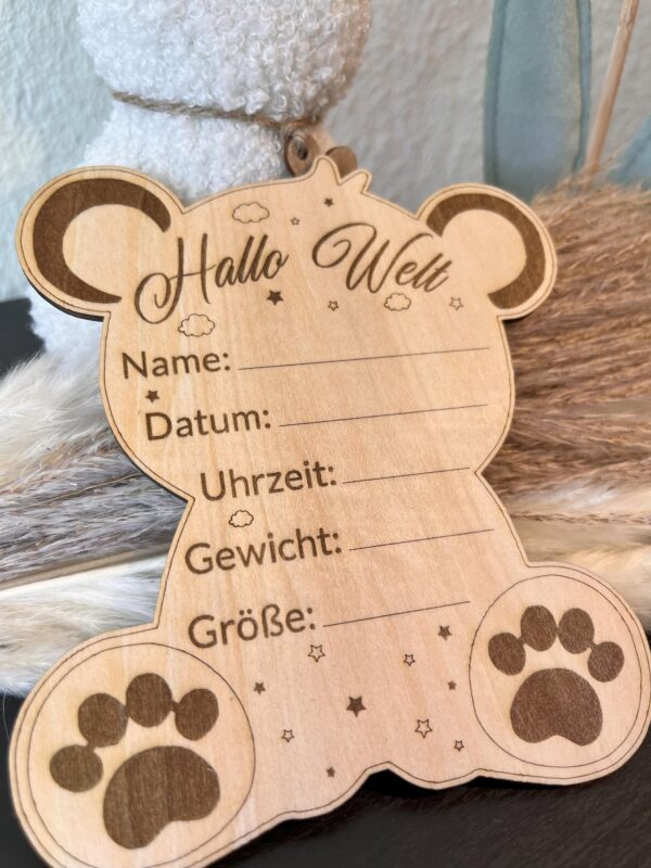 HALLO WELT TEDDY Willkommensschild - versch. Größen und Motive – Bild 2