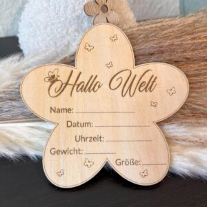 HALLO WELT Willkommensschild BLUME/STERN Willkommensschild – Deko für Babyfotos
