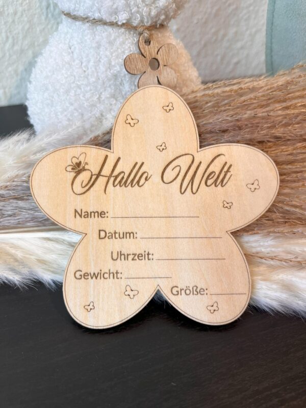 HALLO WELT Willkommensschild BLUME/STERN Willkommensschild – Deko für Babyfotos