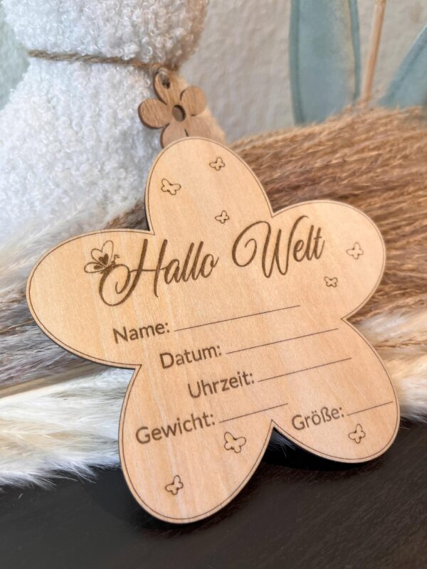 HALLO WELT Willkommensschild BLUME/STERN Willkommensschild – Deko für Babyfotos – Bild 2